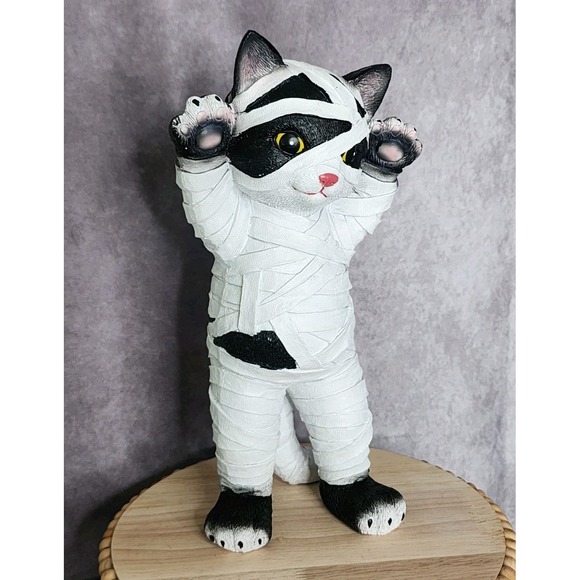 Halloween Black Cat Mummy Resin Figurine Statue Prop Decor Kitten 11.5"‎ NEW - Picture 5 of 6